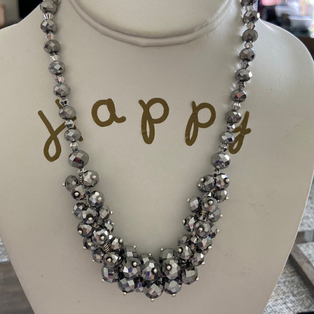 Stunning Fashion Necklace By Cape Classic 18" Iridescent Dark Stones NWT